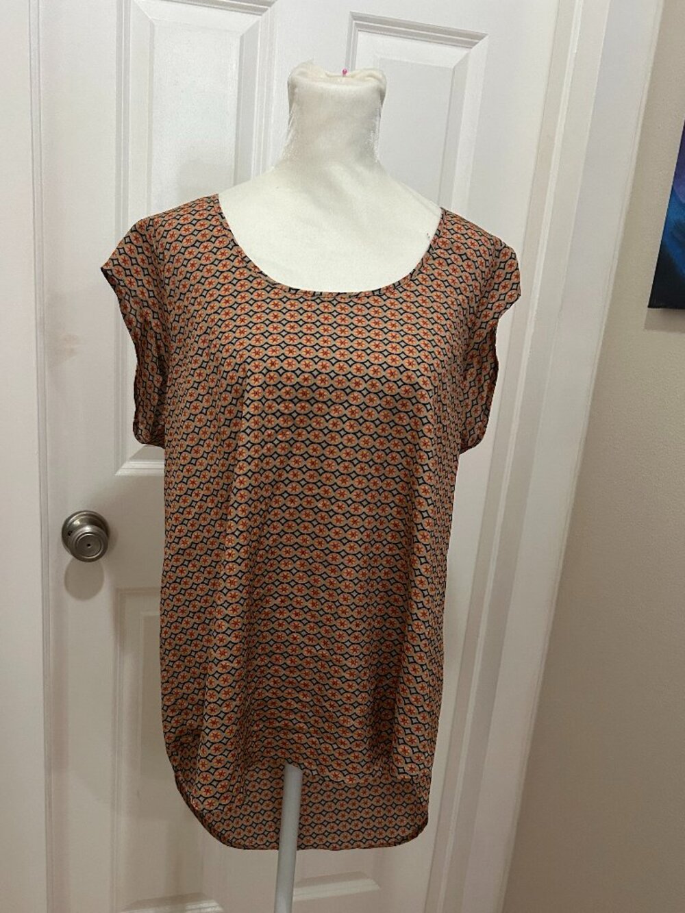 Daniel Rainn Short Sleeved Hi-Lo Blouse - L